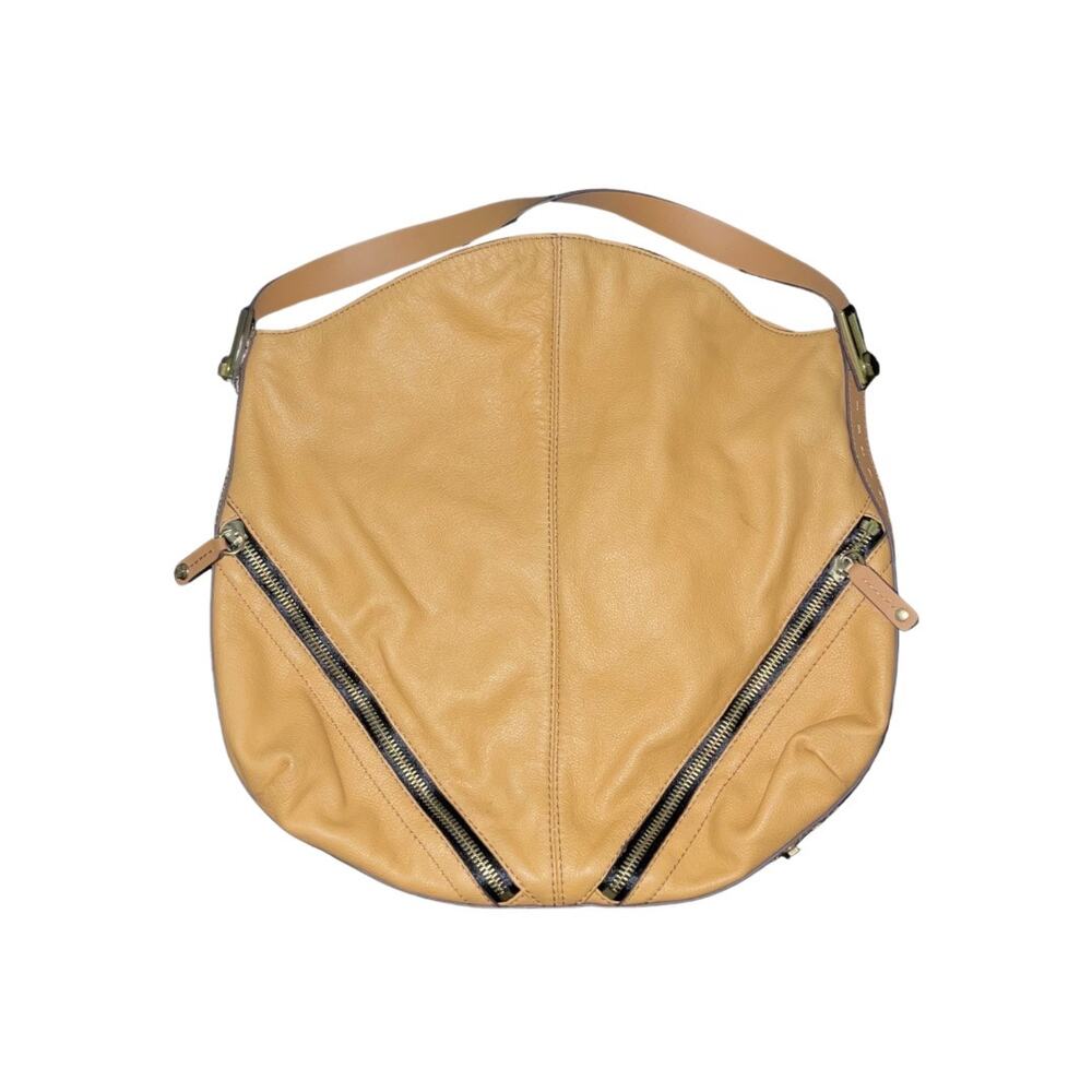 Dr. YANY Tan Pebbled Leather Shoulder Hobo Handbag Purse Tan Slouchy